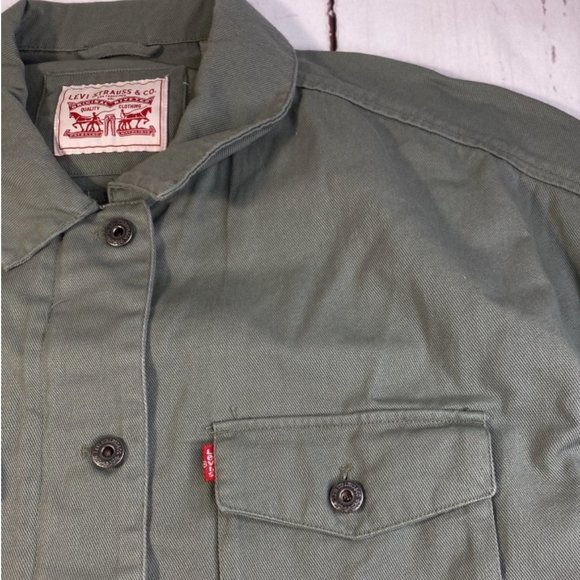 Levi's Trendy Plus Size Cropped Cotton Utility Jacket Army Green Size 3X NWT - Picture 7 of 12